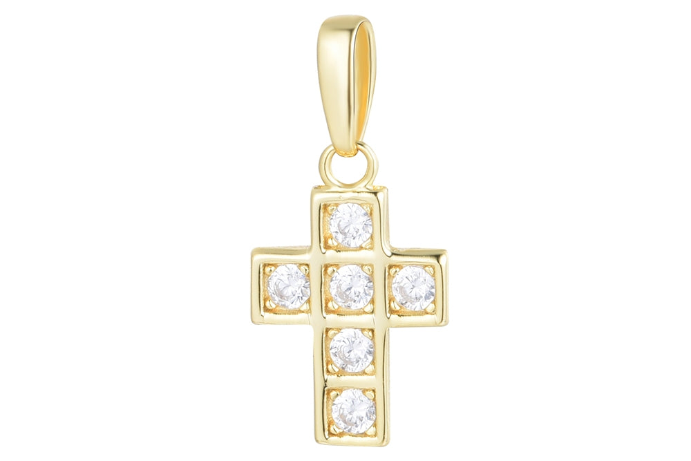 Colgante Cruz Mini Circonita Blanca