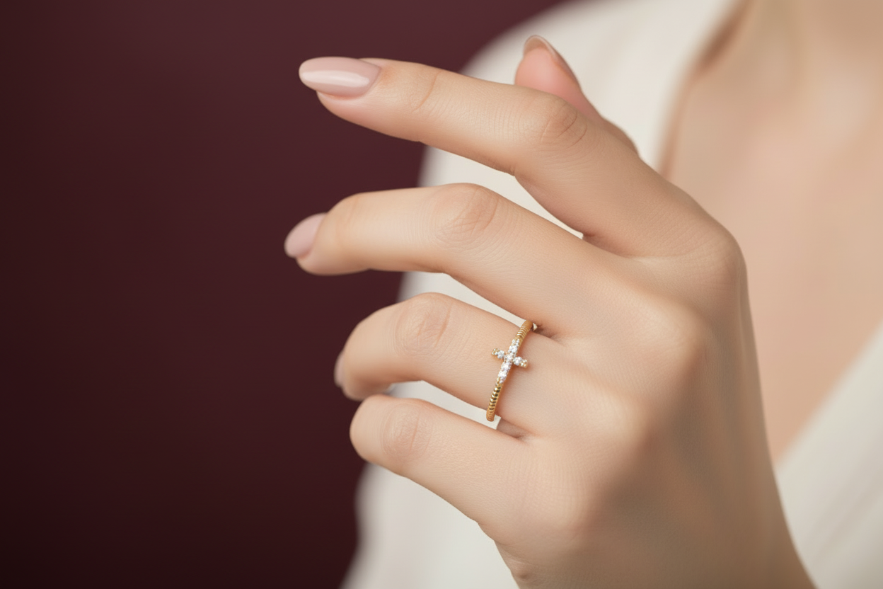 Anillo Cruz con Circonitas