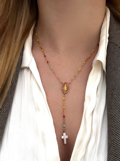 Collar Rosario Virgen de la Milagrosa Multicolor