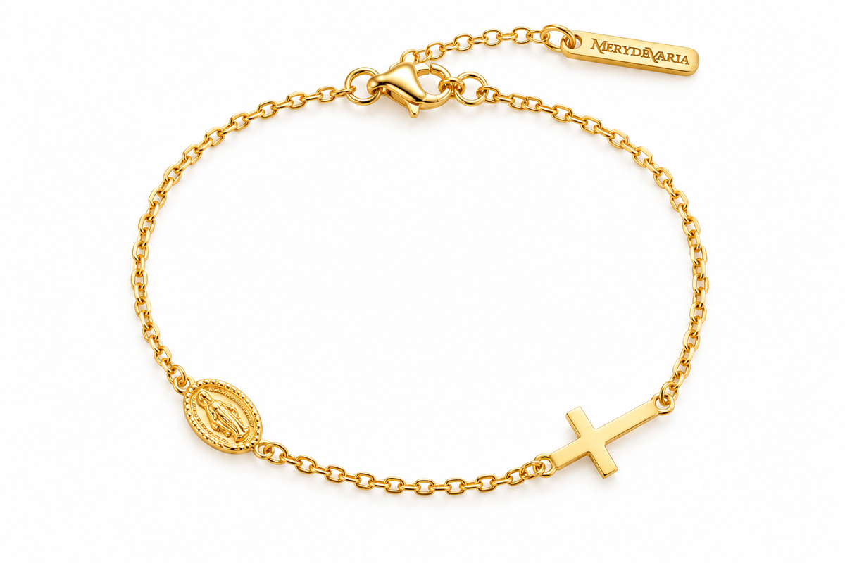 Pulsera Cruz y Virgen