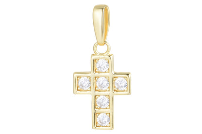 Colgante Cruz Mini Circonita Blanca