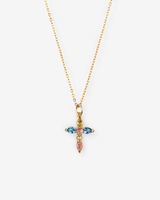 Collar mini cruz circonita