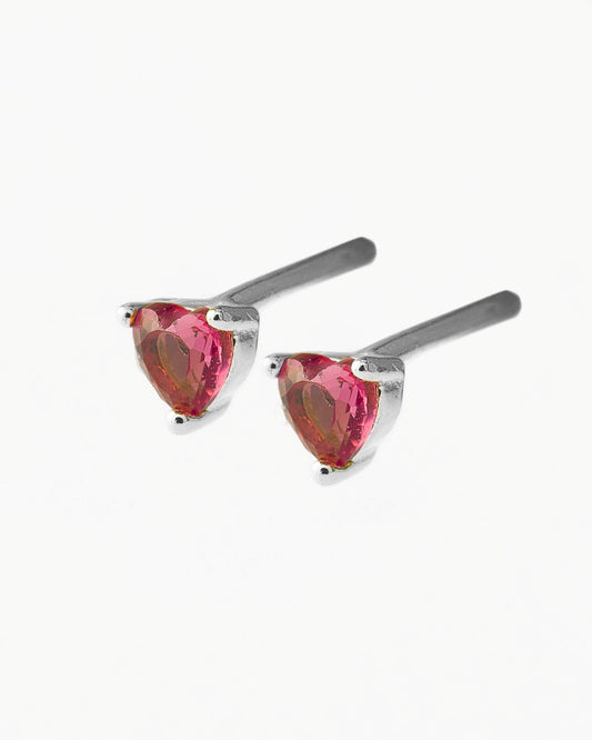 Pendientes mini corazon circonita rubí