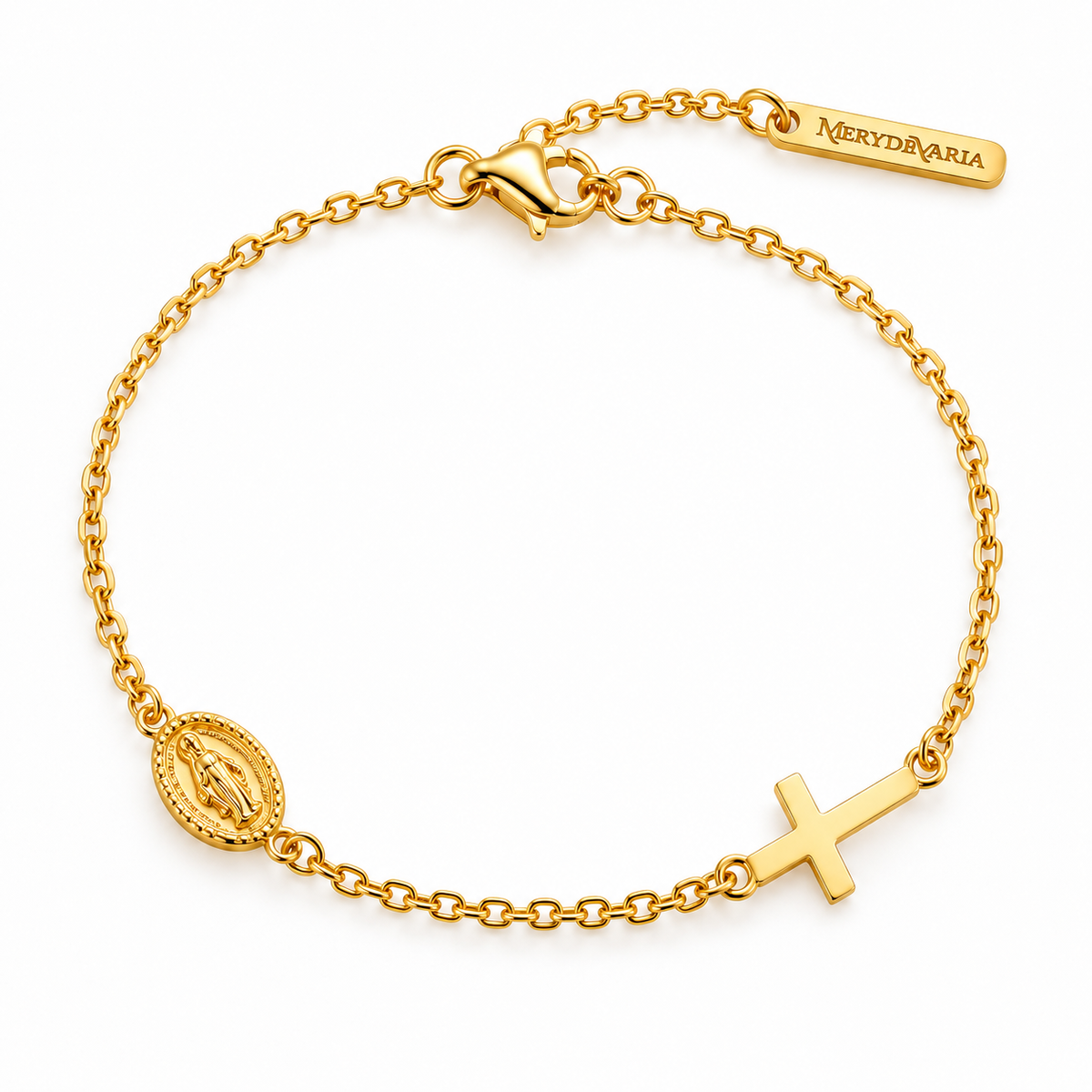 Pulsera Cruz y Virgen