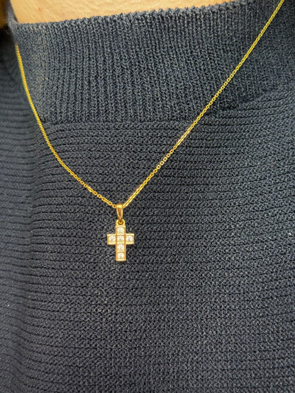 Colgante Cruz Mini Circonita Blanca