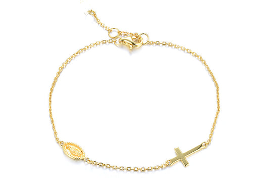 Pulsera Cruz y Virgen