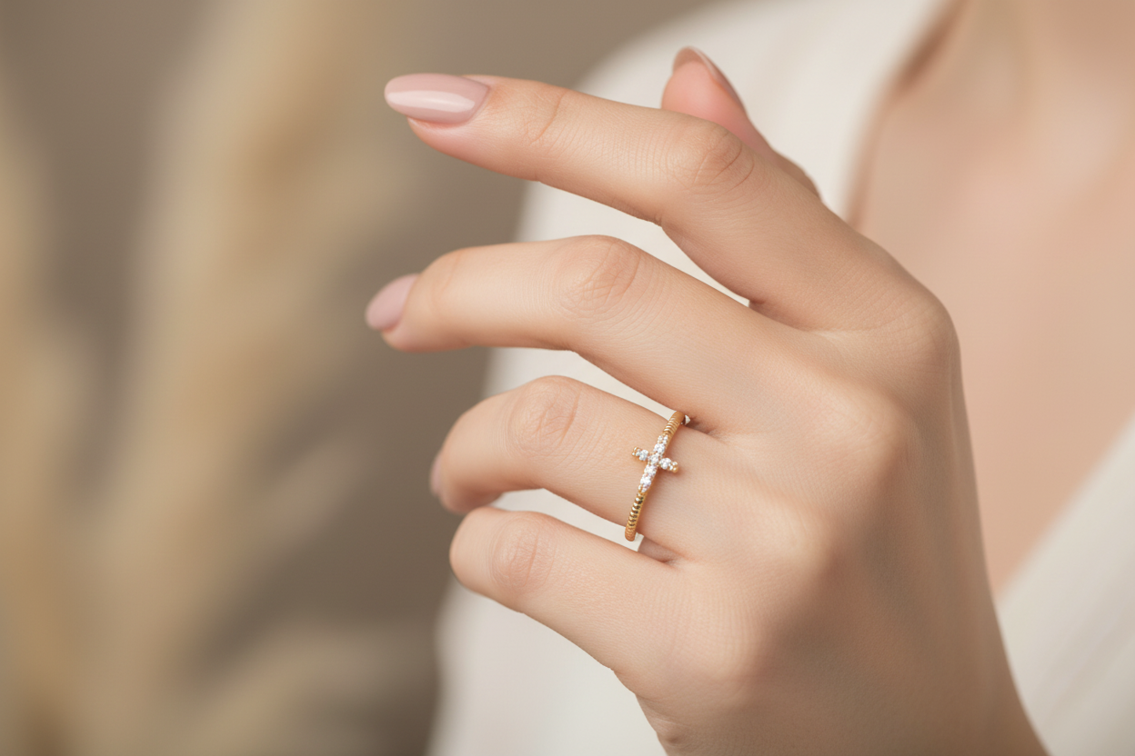 Anillo Cruz con Circonitas